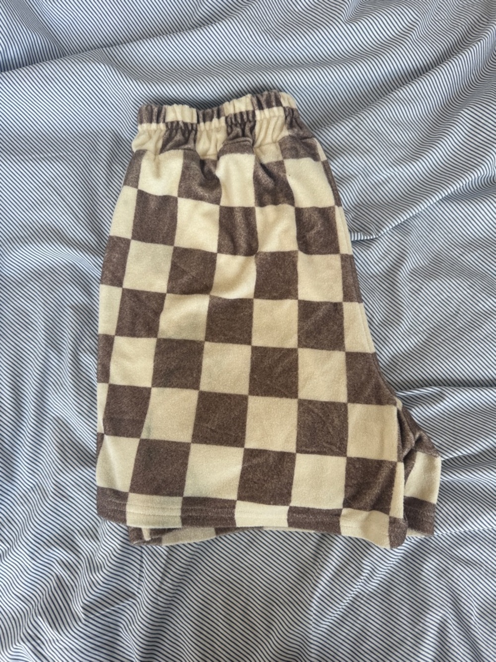 ONA Checkerboard beach Shorts in Brown and Cream - Picture 4 of 5